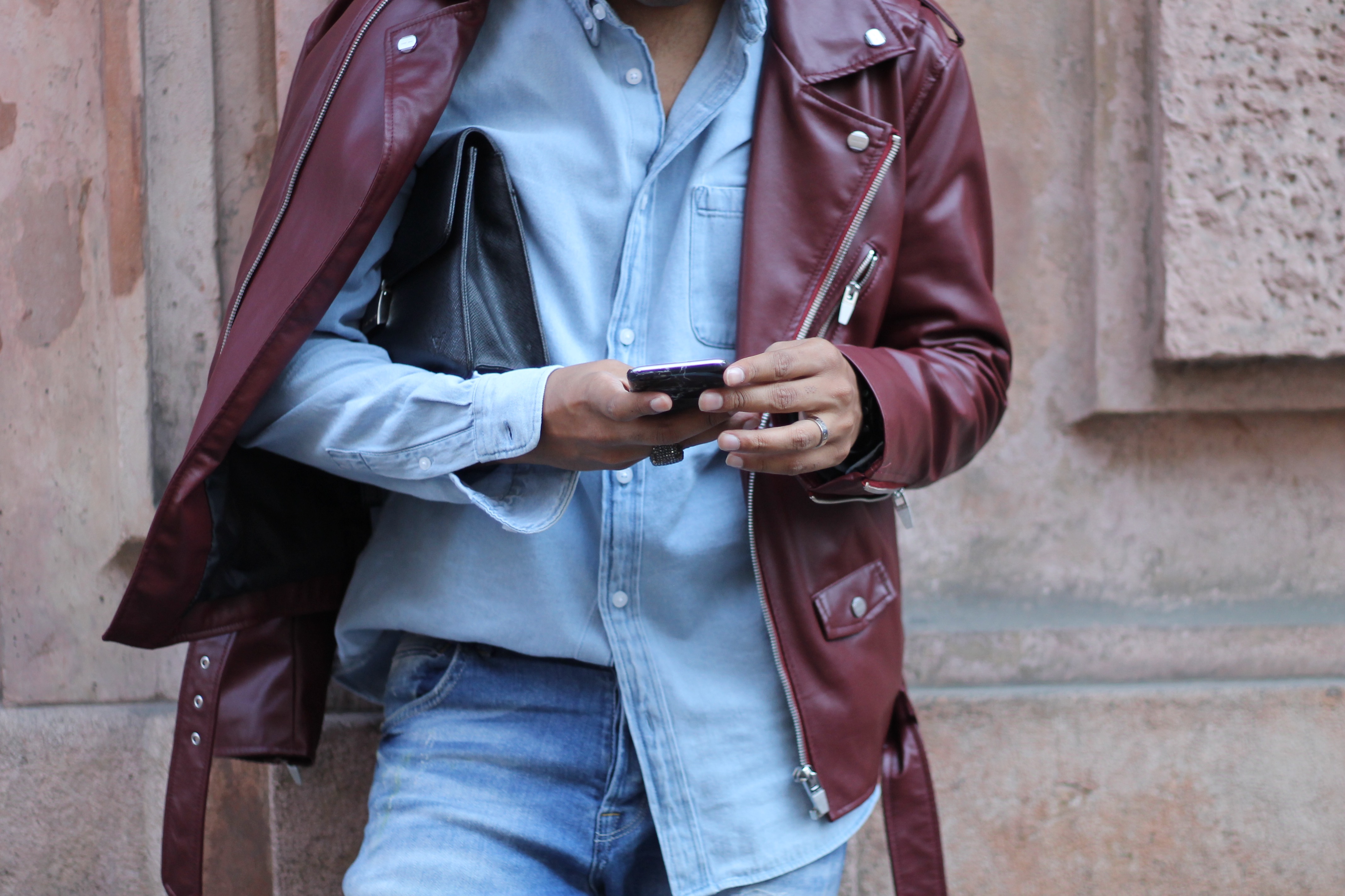 ENDOXIST - Menswear Blogger - Milan Fashion Week | Canadian Tuxedo - Street Style | Burgundy Leather
